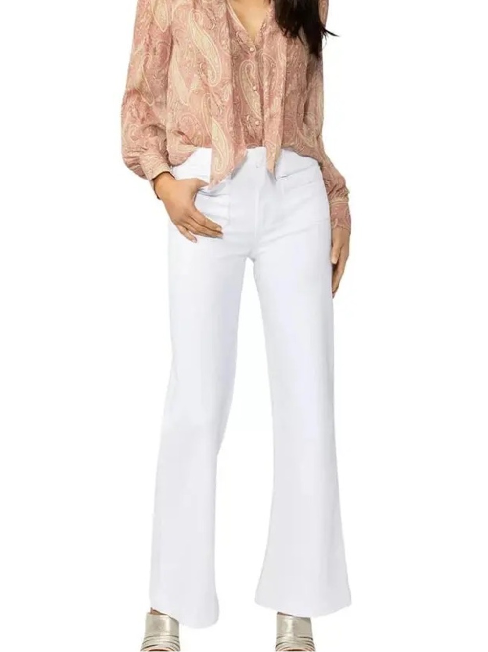 PAIGE Leenah 32” Patch Pockets Jeans in Crisp White 29